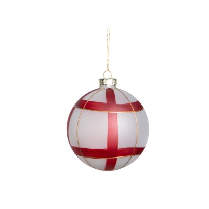 Glass ball with red stripes...